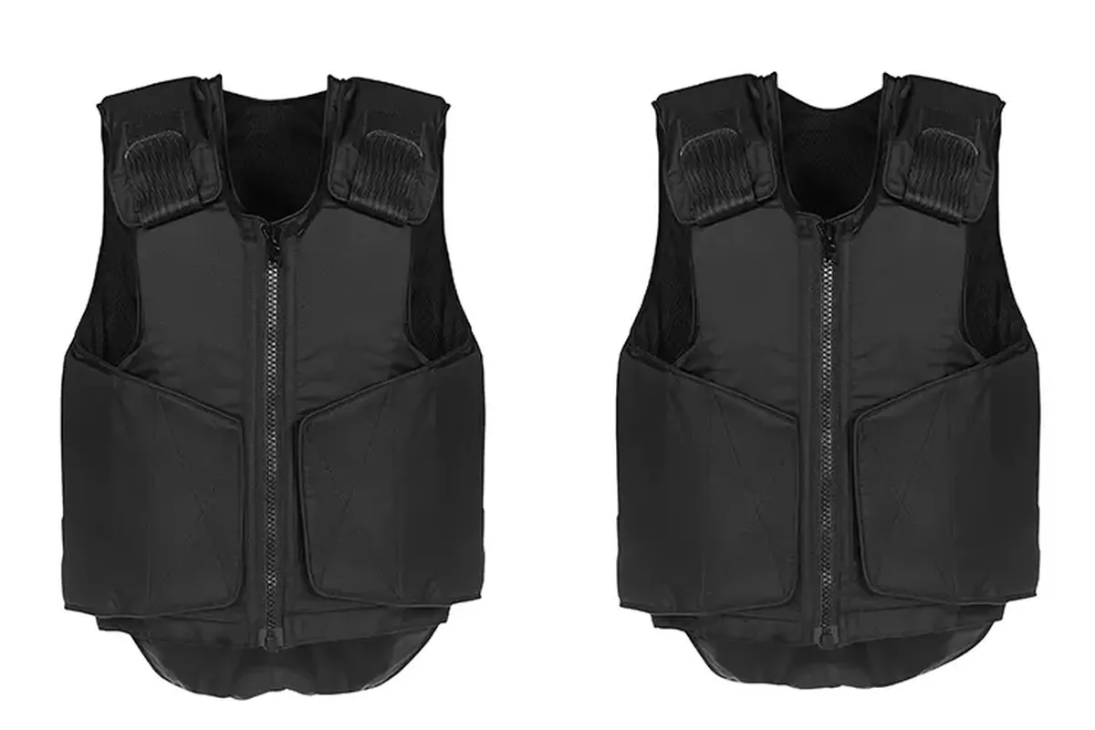 Close-up of ballistic protective panel material in body armour vest